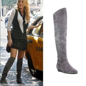CHINESE LAUNDRY GRAY SUEDE BOOTS LEATHER OTK BOOT 8.5 M CELEB STYLE
